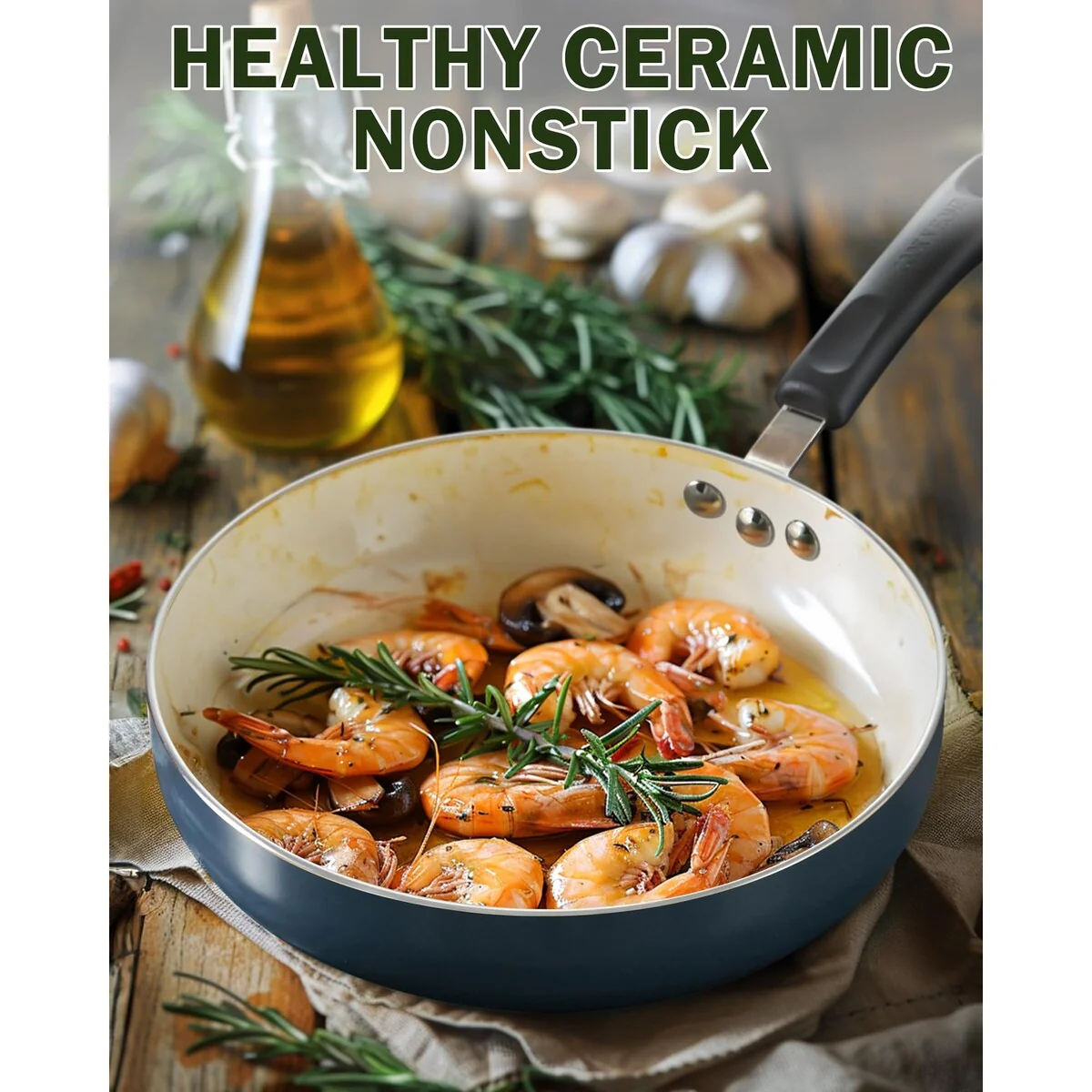 Pots and Pans Set Nonstick, 10-Piece Ceramic Kitchen Cookware Sets, Nonstick Cooking Set with Saucepans