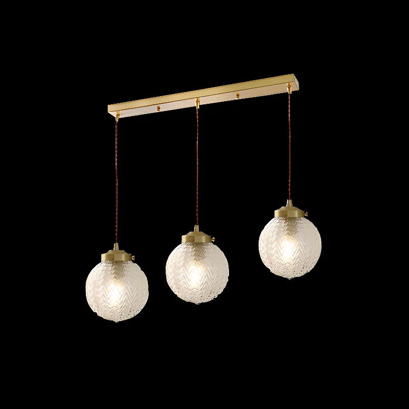 Modern Gold Carved Glass Globe Pendant Light