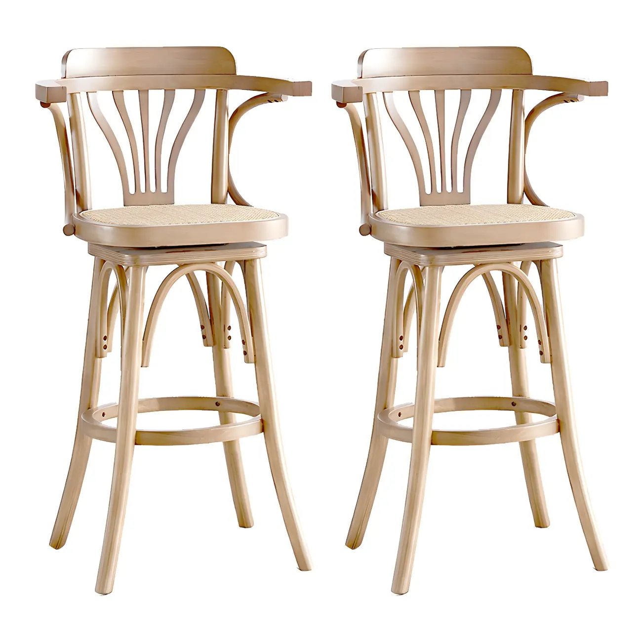 Timeless Square Rattan Wood Low Back Bar Stool in Brown/ Black
