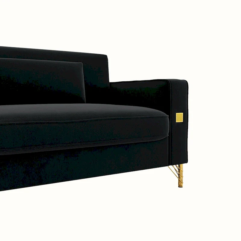 Modern Tufted Velvet Loveseat Upholstered Sofa with Removable Cushions and Pillows - 85.63 in.D x 30.31 in.W x 30.51 in.H