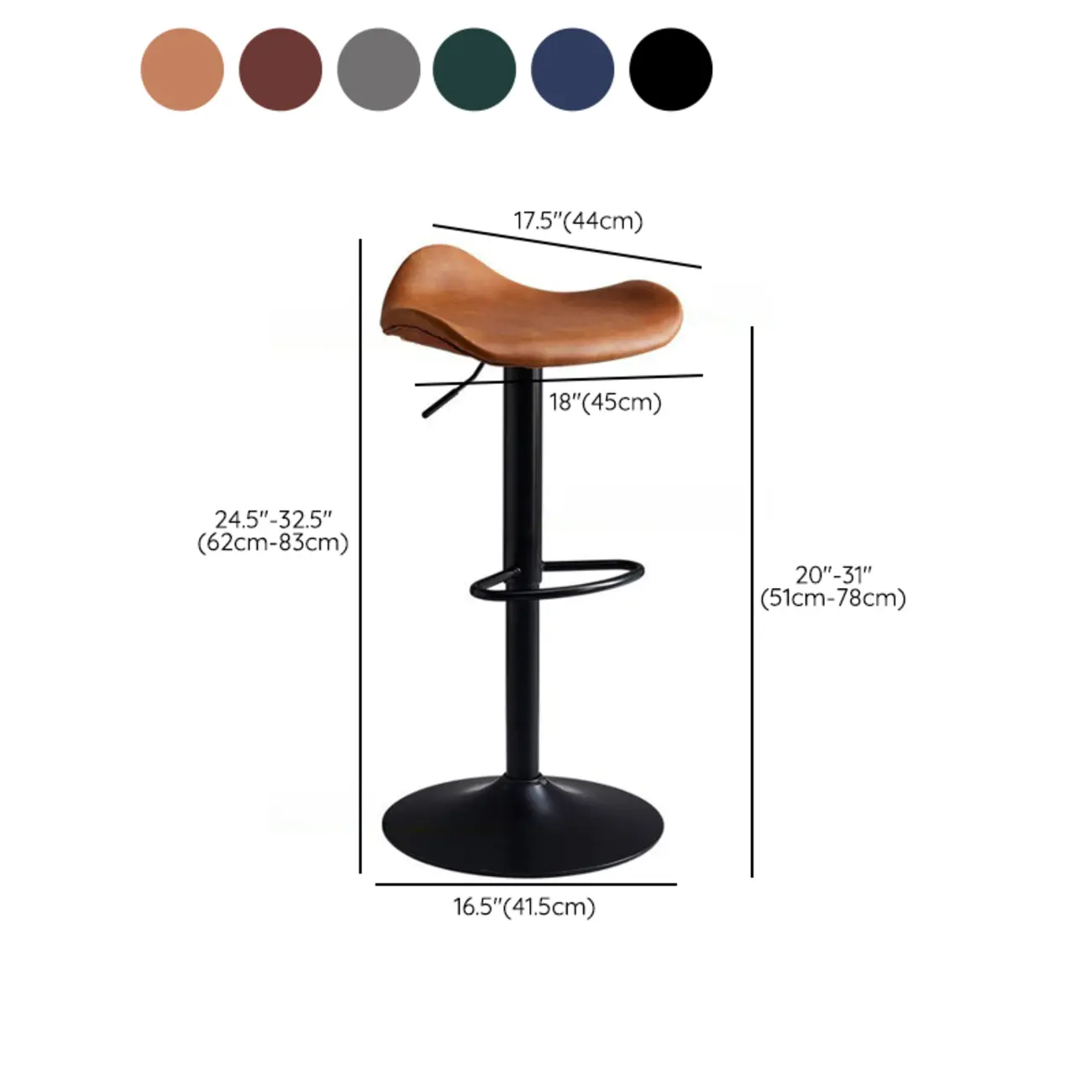 Modern Green Saddle Fax Leather Adjustable Swivel Bar Stools