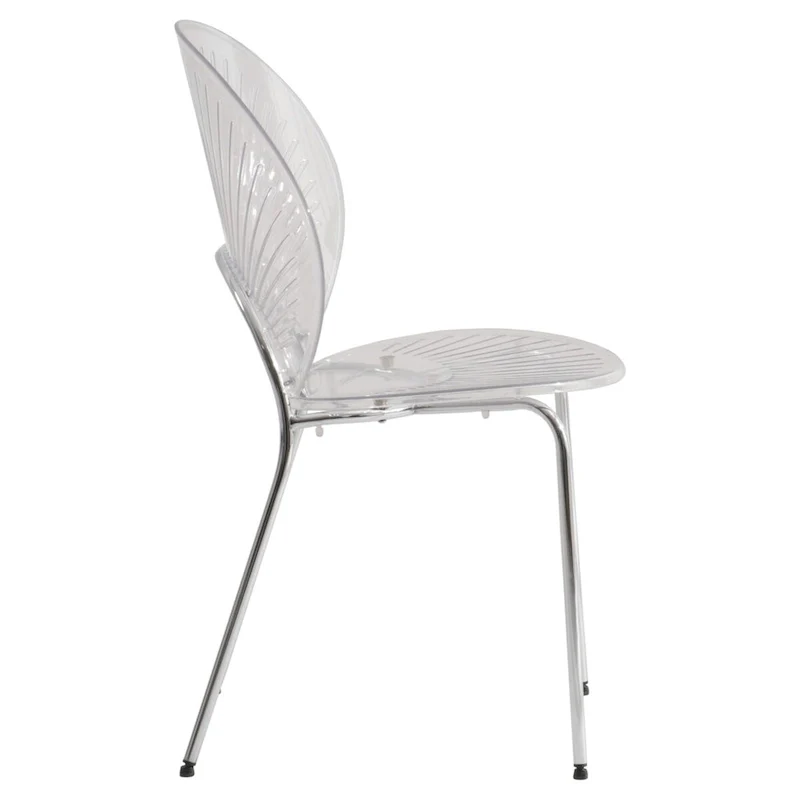 LeisureMod Opulent Plastic Dining Side Chair in Chrome Base