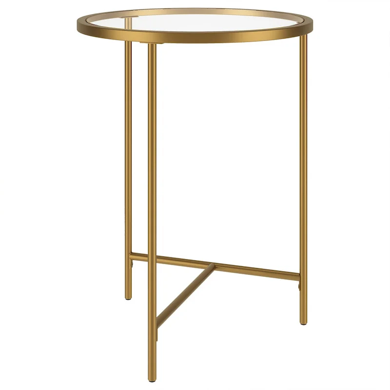 Berenson 18 Wide Round Side Table with Glass Top