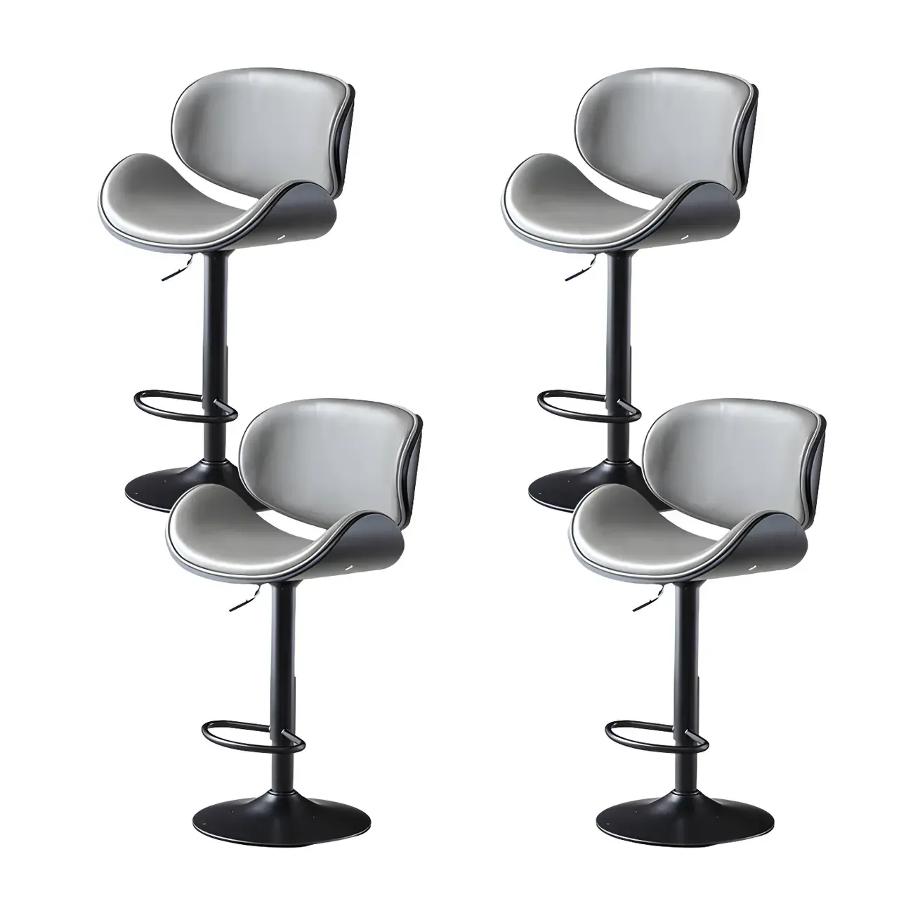 Arched Blackish Green Leather Swivel Adjustable Bar Stool