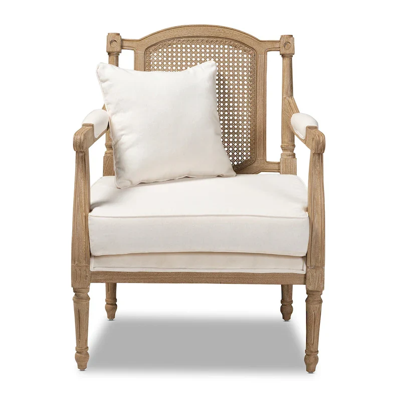 Clemence French Provincial Fabric Upholstered Wood Armchair