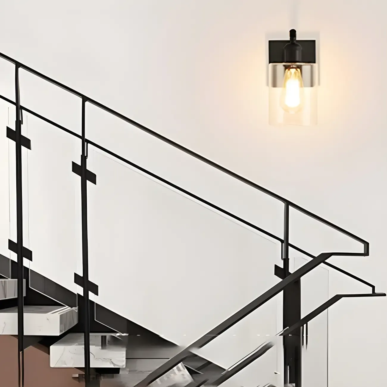 1-Light Modern Metal Cylinder Glass Bathroom Vanity Light