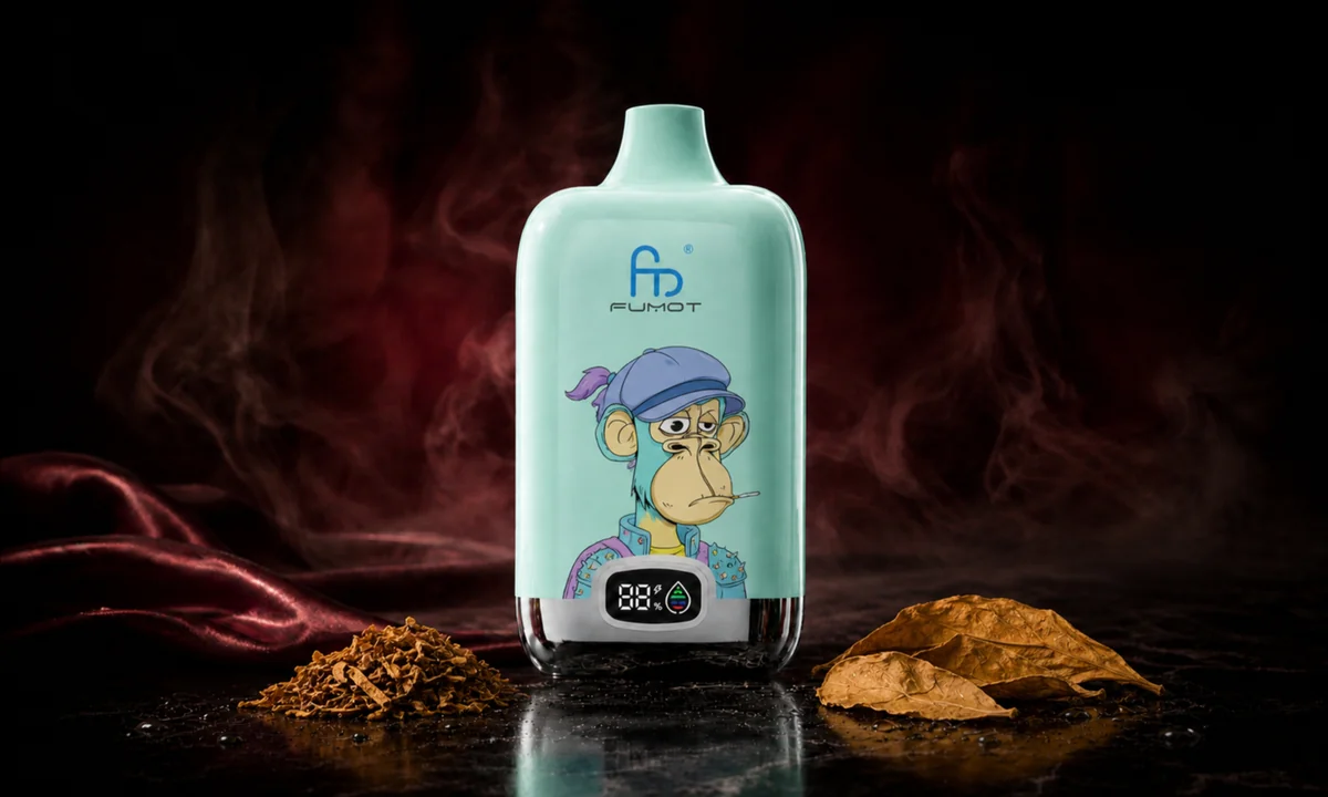 Fumot Digital Box 12000 Tobacco Vape in einer dunklen Rauchszene