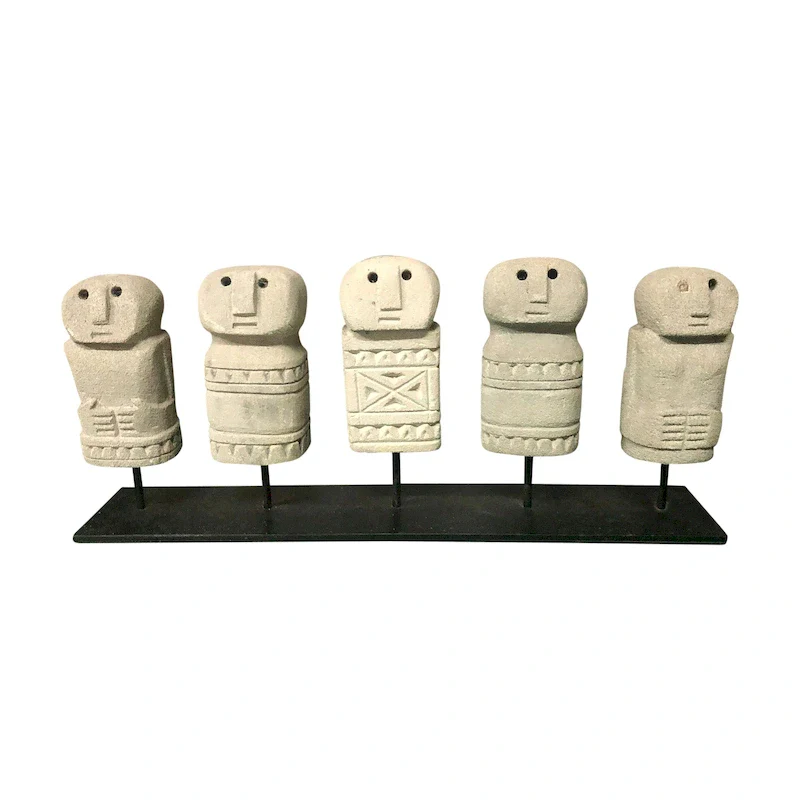 Artissance 14 L Natural Stone Antique Style Sumba Statue w/Stand (Set of 5)