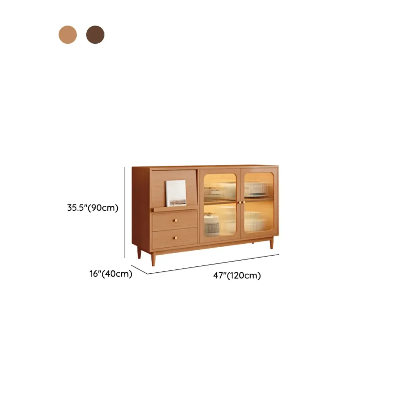 Natural Finish Rubberwood Sideboard with Drawers