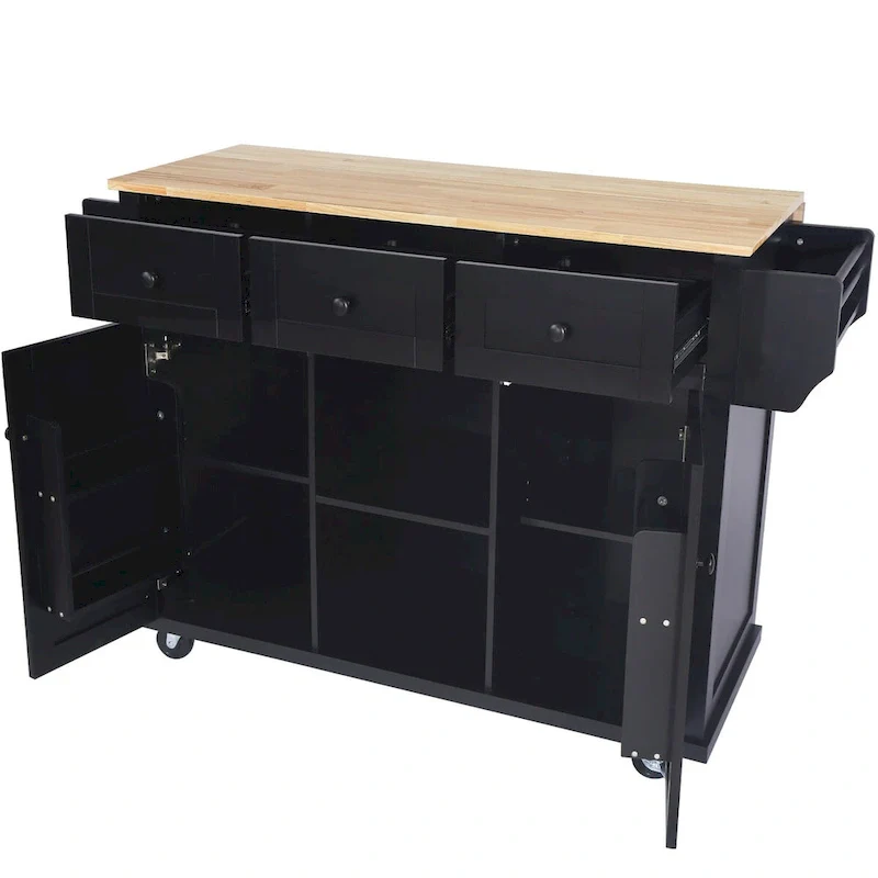 Kitchen Cart with Drop-Leaf Countertop