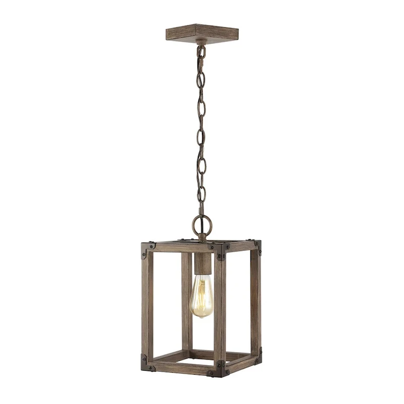 Turing 8.13  Adjustable Iron Rustic Farmhouse LED Pendant, Brown by JONATHAN Y