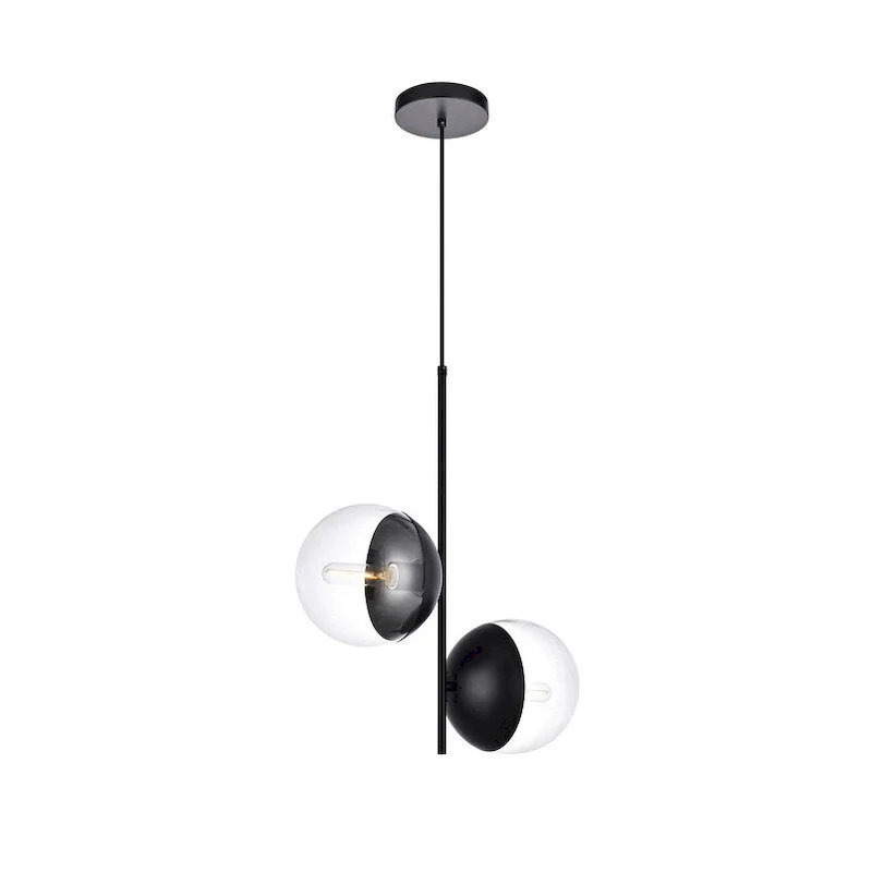 Modern 2-light 17-inch Double Bubble Pendant w/ Clear Glass