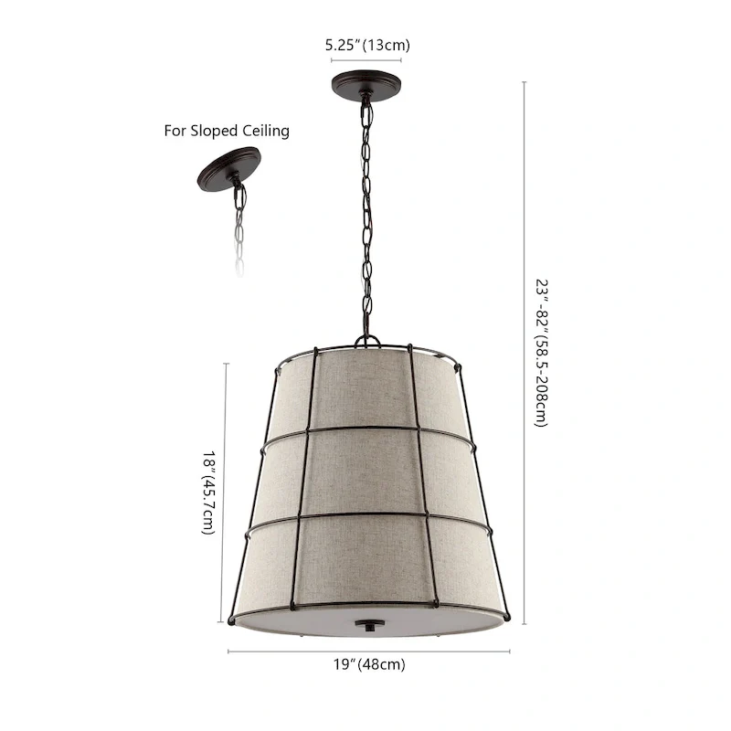 Chadwick 19  3-Light Rustic Farmhouse Iron LED Pendant, Oil Rubbed Bronze by JONATHAN Y - 3 Light