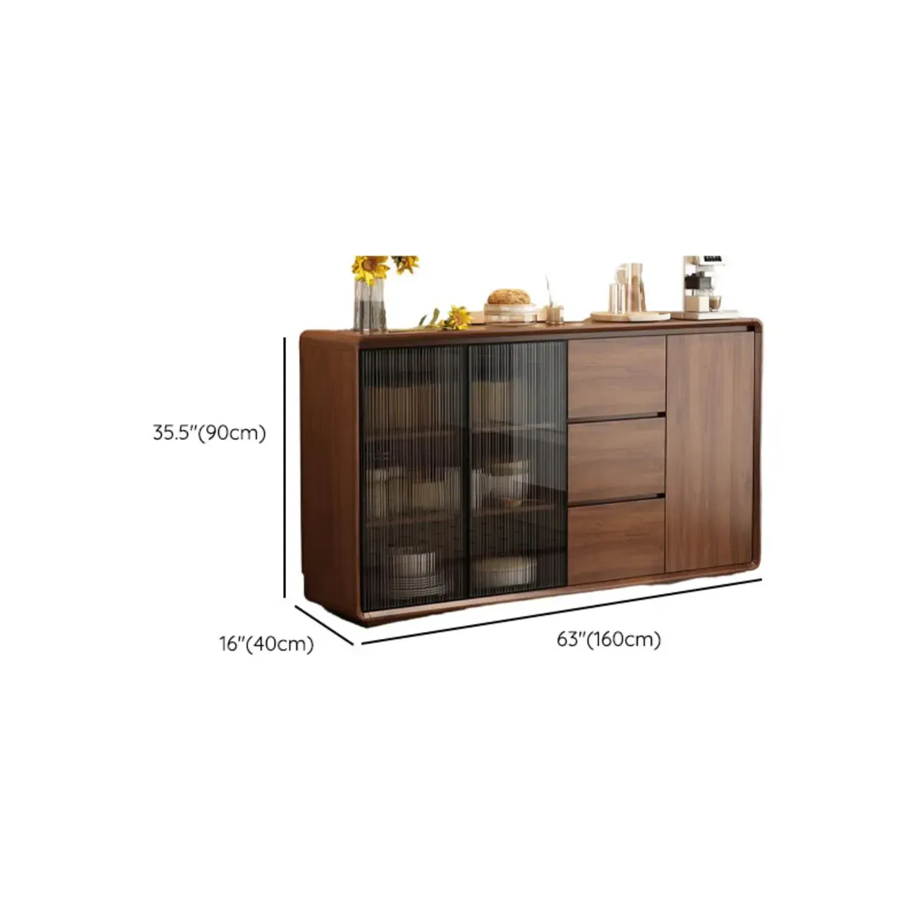 Casual Espresso Wood Sideboard with Drawers