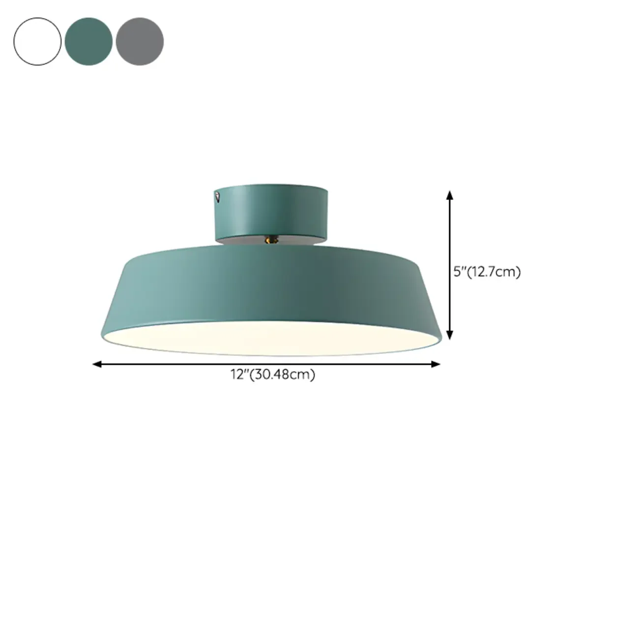 Modern Metal Drum Dimmable Semi Flush LED Ceiling Light
