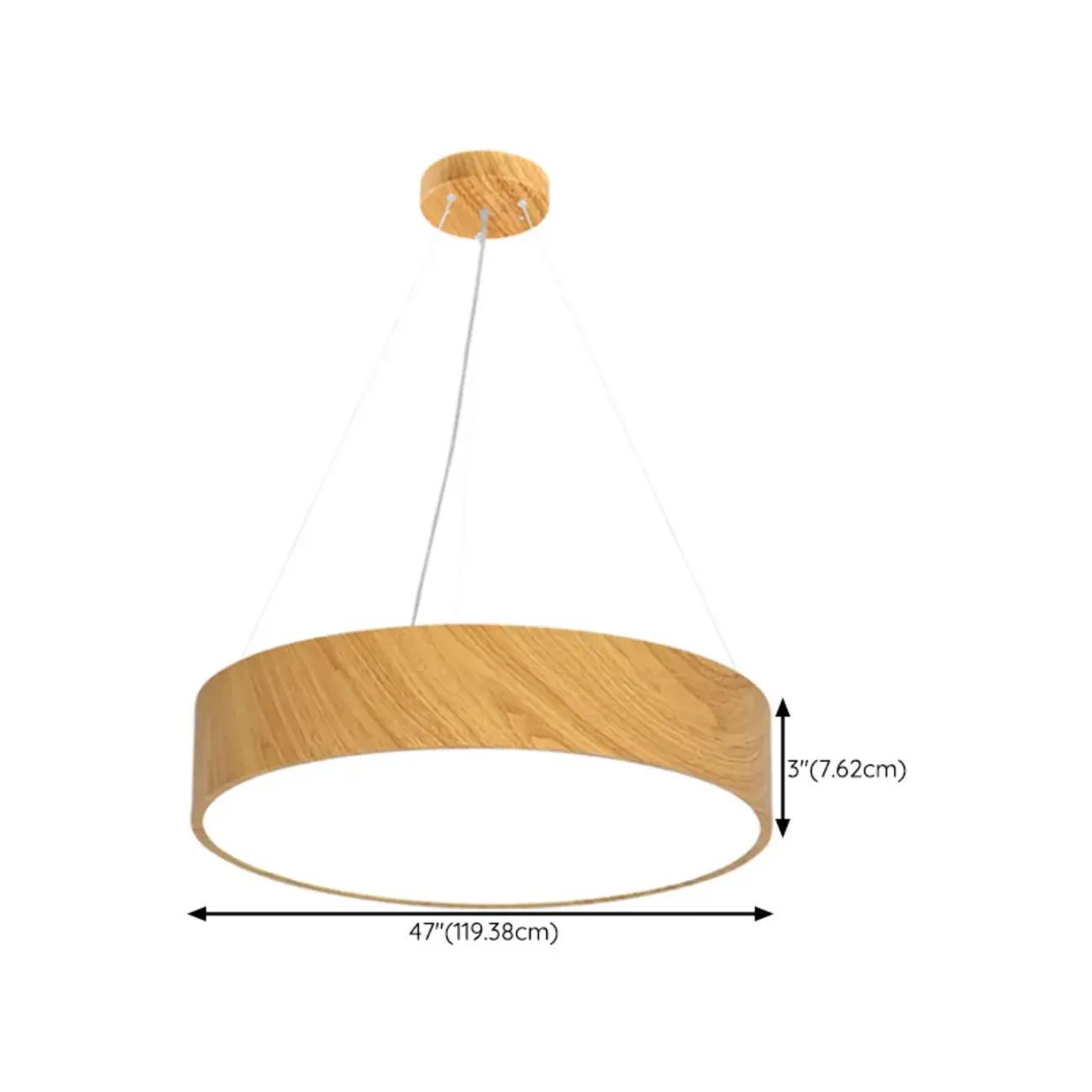 Modern Circular Wood LED Chandelier with Adjustable Height