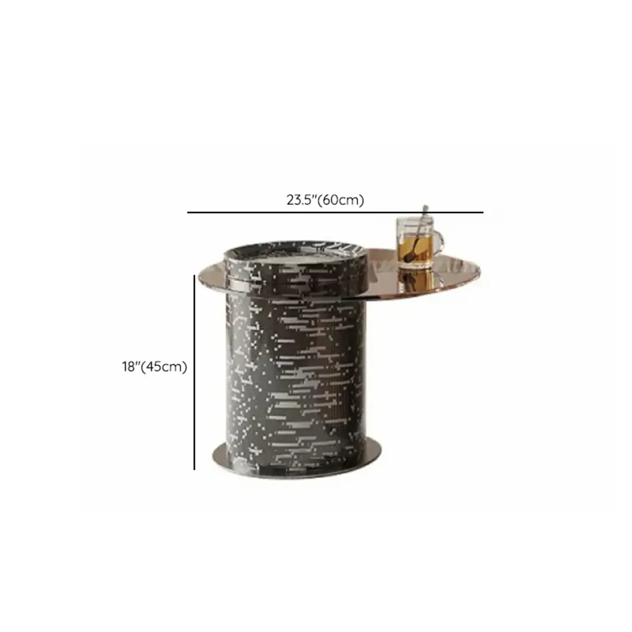 Black and White Stripe Wooden Round Coffee Drawer Table