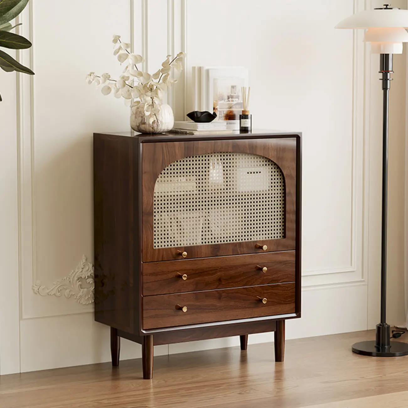 Retro Brown Accent Cabinet for Parlor with 6 Size Options