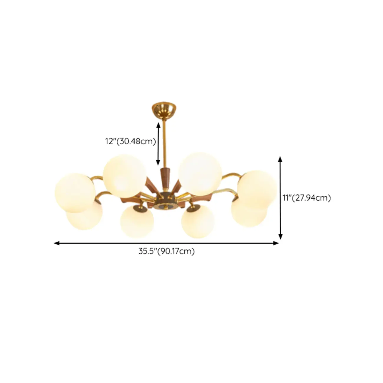 Modern White Glass Ball Chandelier with Adjustable Length