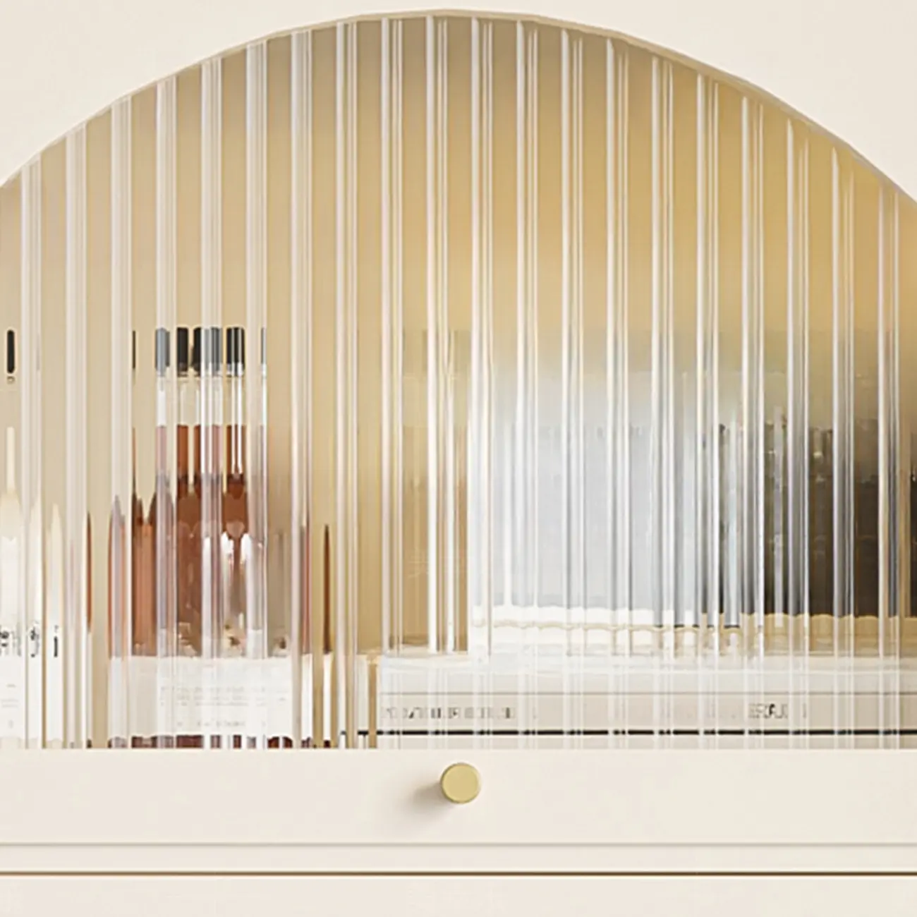 3-5 Shelves White Glass Display Cabinet with Flip Cover