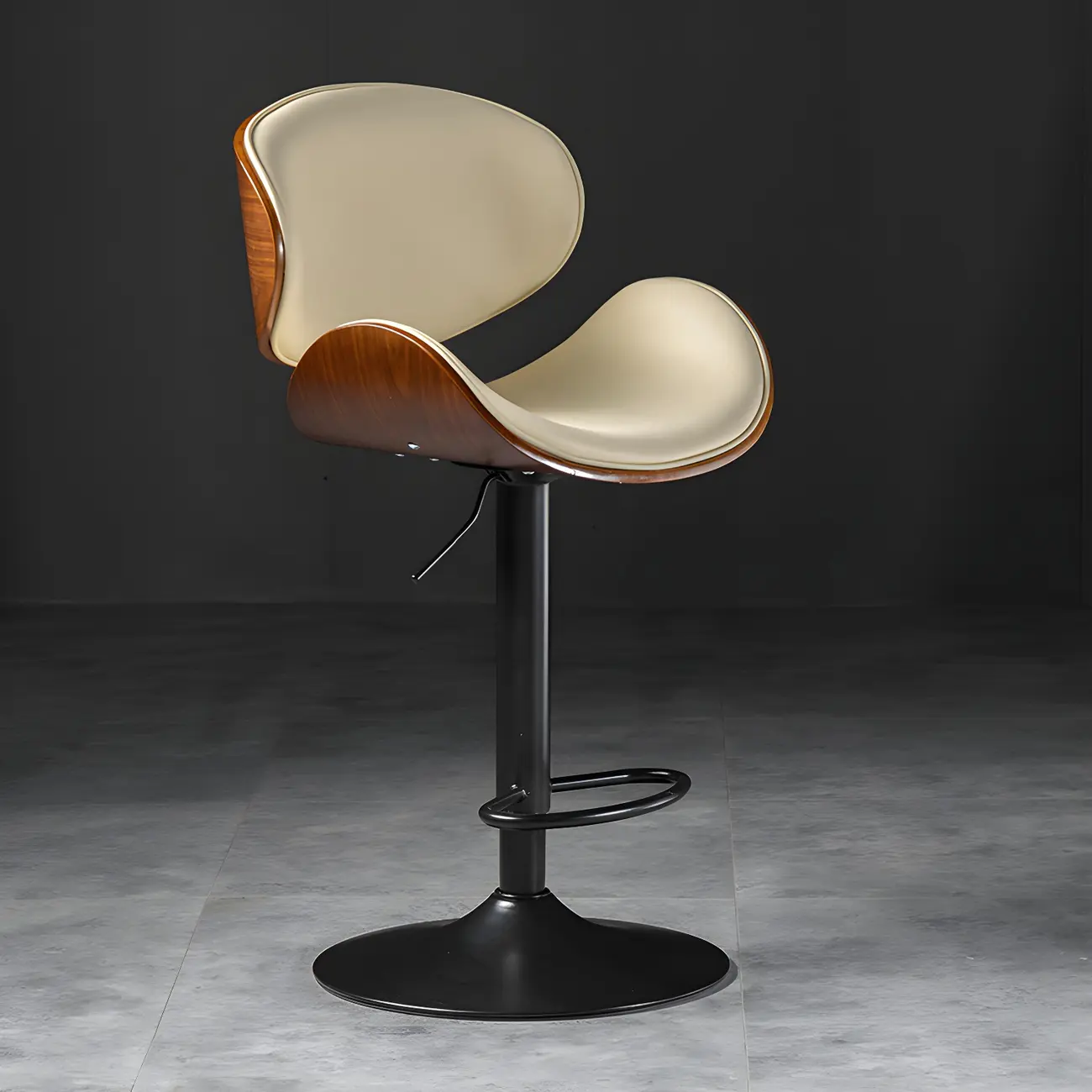 Modern Adjustable Leather Swivel Bar Stools with Backs