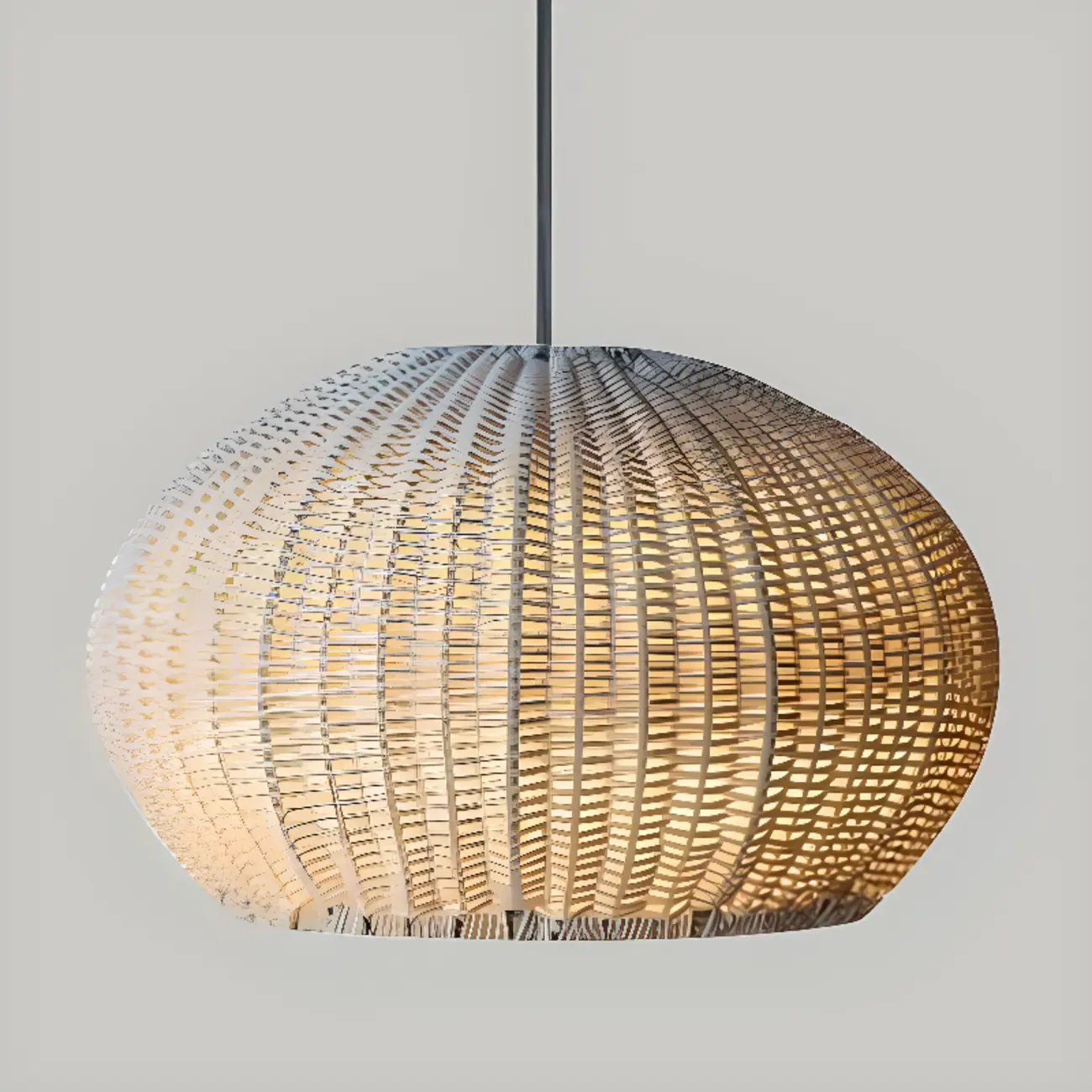 Oriental Brown Outdoor Rattan Pendant Lights in Drum Shape