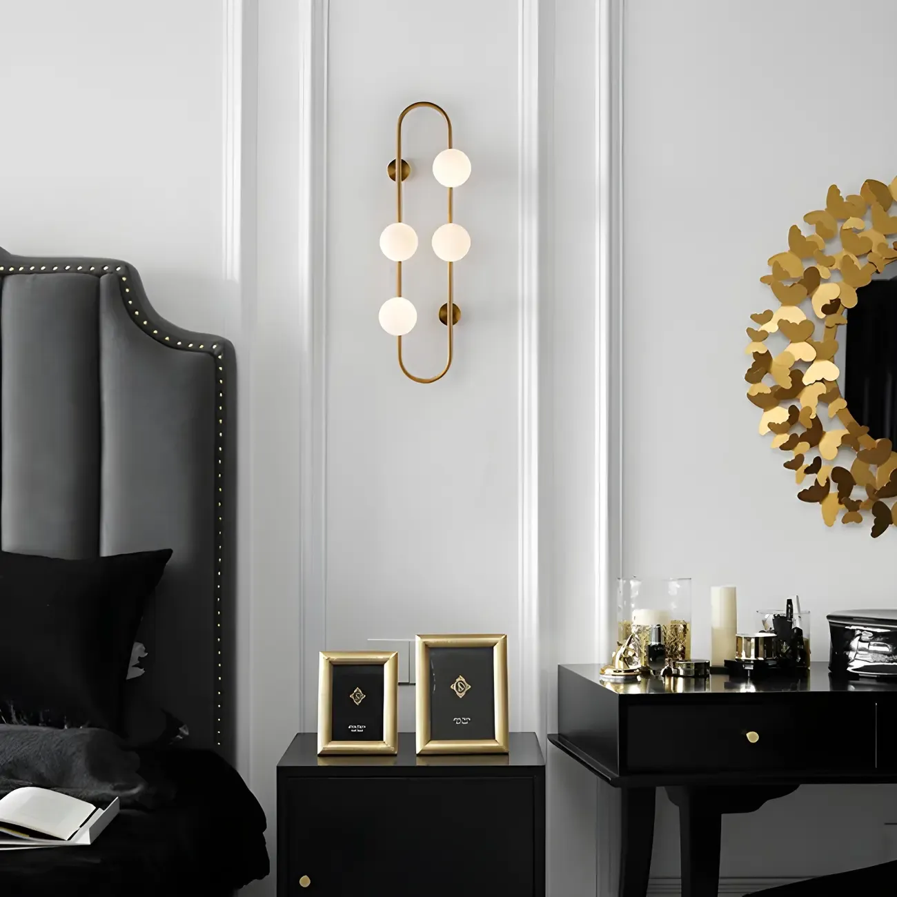 Elegant Gold 4-Light Oval Ball Wall Sconce Light Fixture