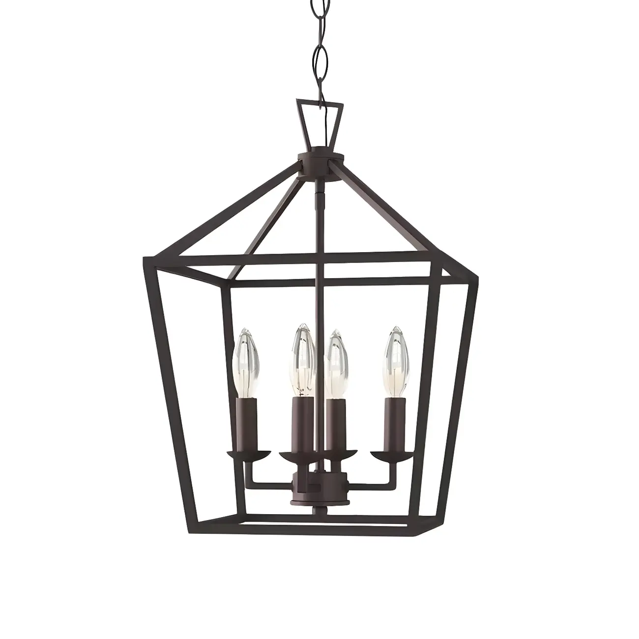 Black Geometric Metal Lantern Chandelier Modern Design