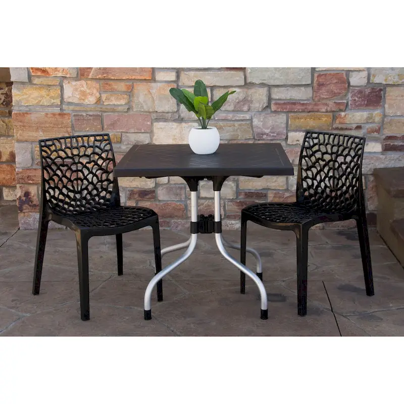 Lyra Square Table and Karissa Patio Chairs 3-Piece Outdoor Lounge Set