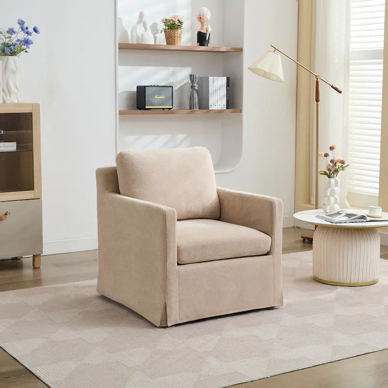 29.92 Chenille Swivel Accent Chair with Removable Cushion