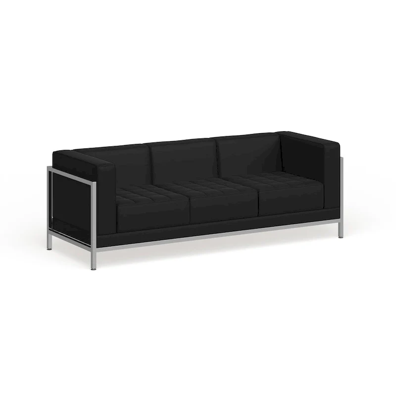 LeatherSoft Modular Sofa with Quilted Tufted Seat and Encasing Frame - 79W x 28.75D x 27.25H