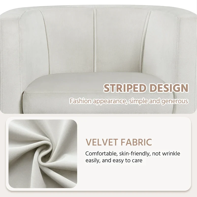 Yaheetech Modern Barrel-shaped Chair Upholstered Velvet Club Chair