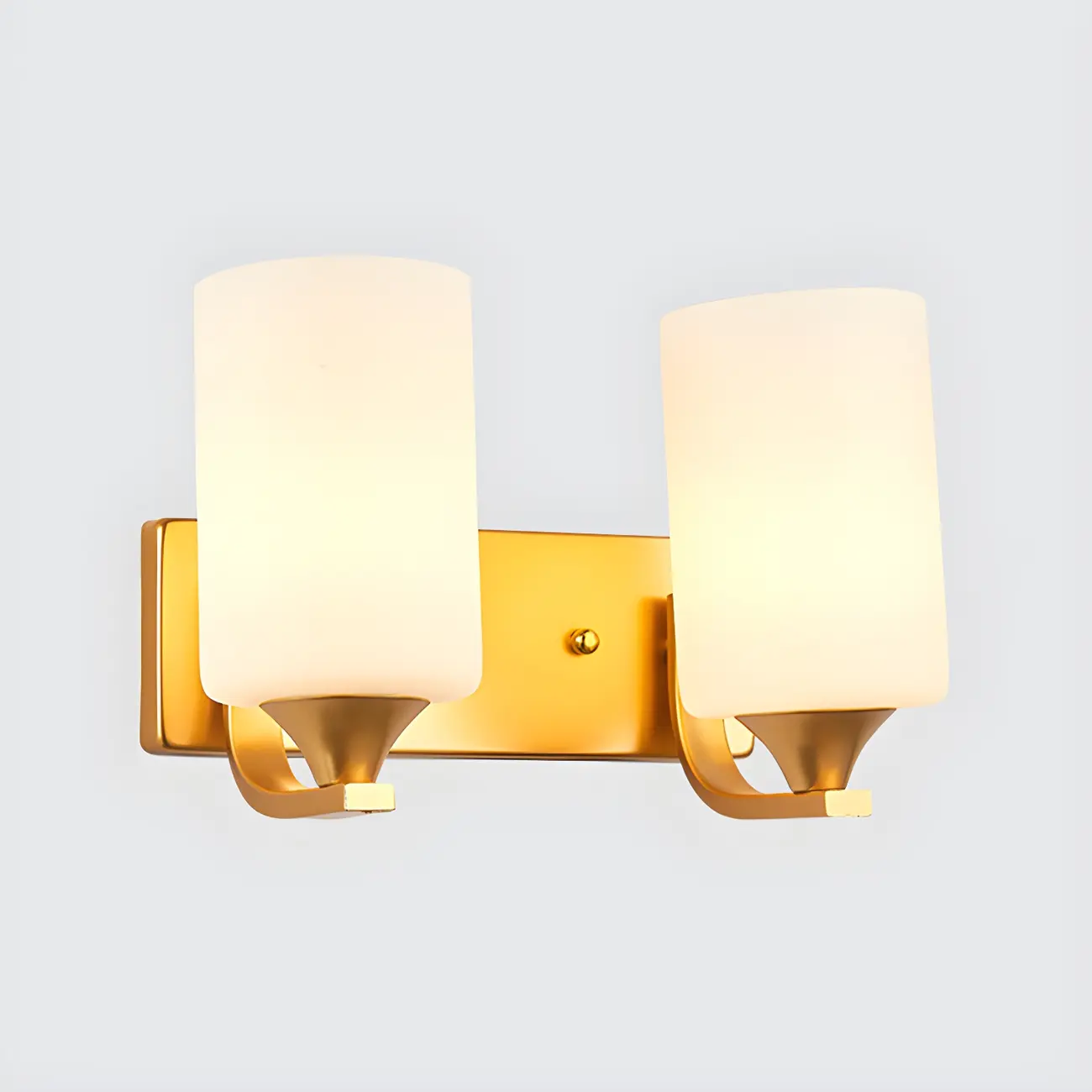 Gold Modern Cylinder Glass Shade Bathroom Vanity Light