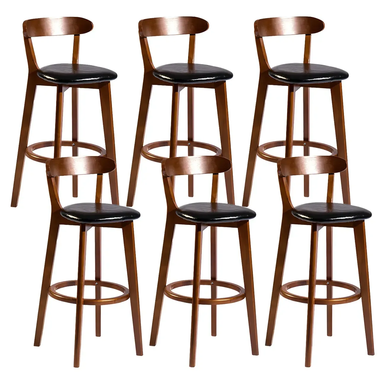 Wooden Upholstered Low Back Bar Height Stools Set of 2