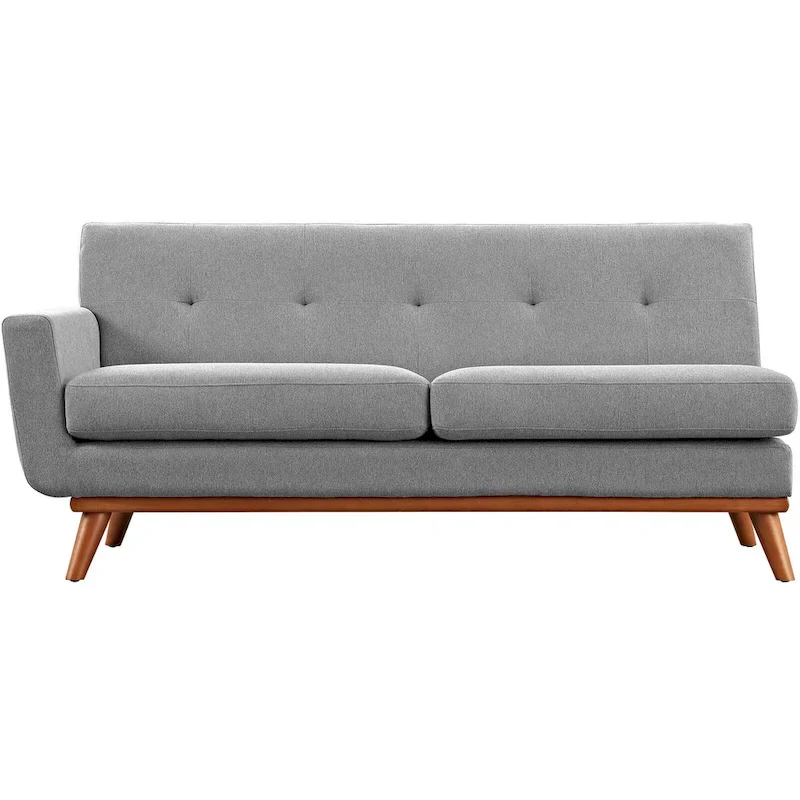 Engage Mid-century Modern Upholstered Fabric Left-arm Loveseat, Azure