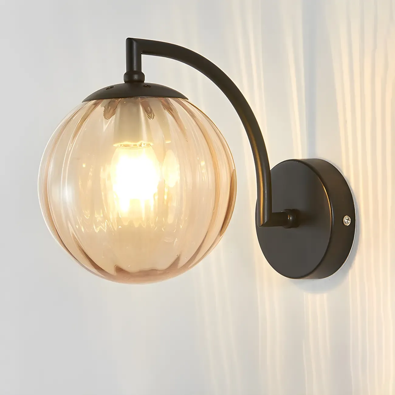 Mini Modern Globe Glass Metal Arc Vanity Wall Light