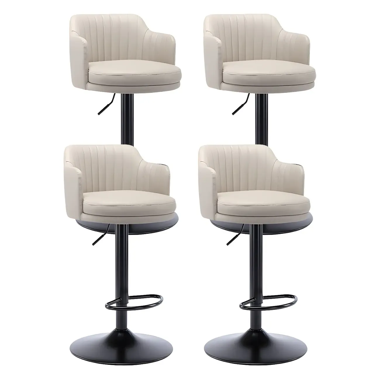 Modern Leather Armrests Swivel Adjustable Bar Stool