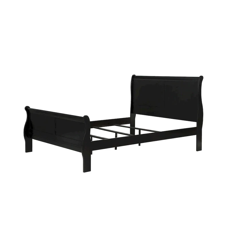 Lillie 6 Piece Black Wooden Sleigh Bedroom Set