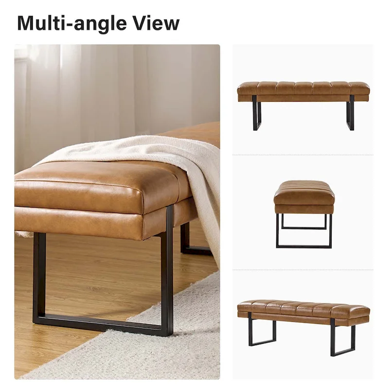 Laurens Modern 52.5 Channel Tufted Bench with Mental Legs by HULALA HOME