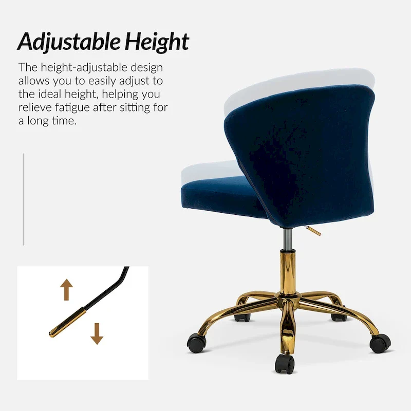 Ilia Modern Velvet Wingback 360 degree Ergonomic Office Task Chair with Channel Tufted Back by HULALA HOME