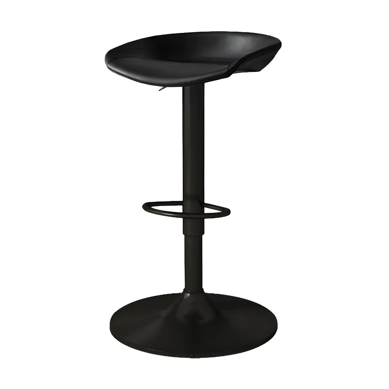 Modern Leather Black Pedestal Swivel Adjustable Bar Stool