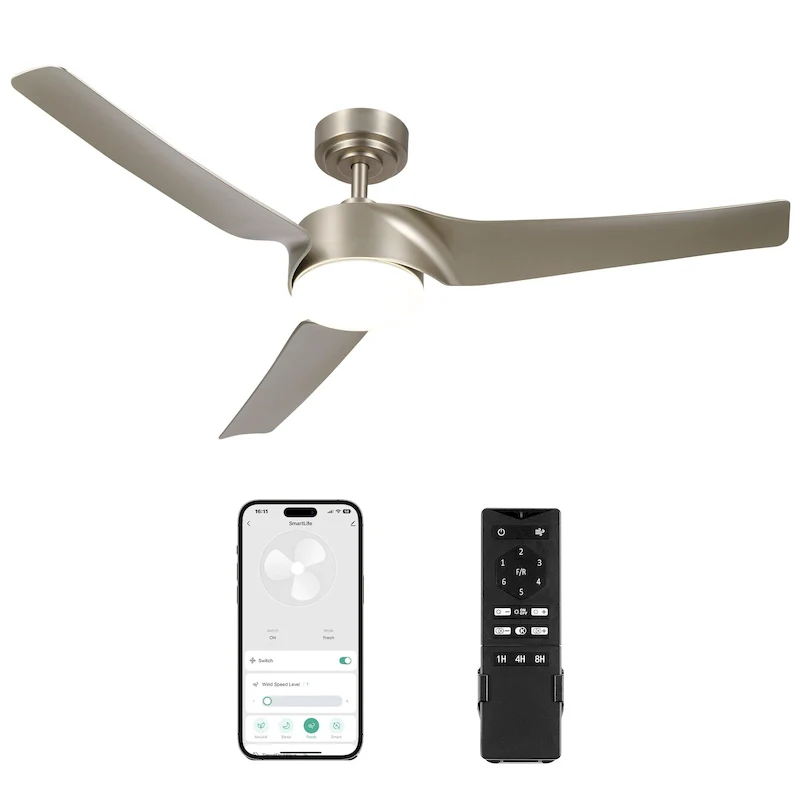 Modern 52  Smart Ceiling Fan with Dimmable Light Kit & Remote