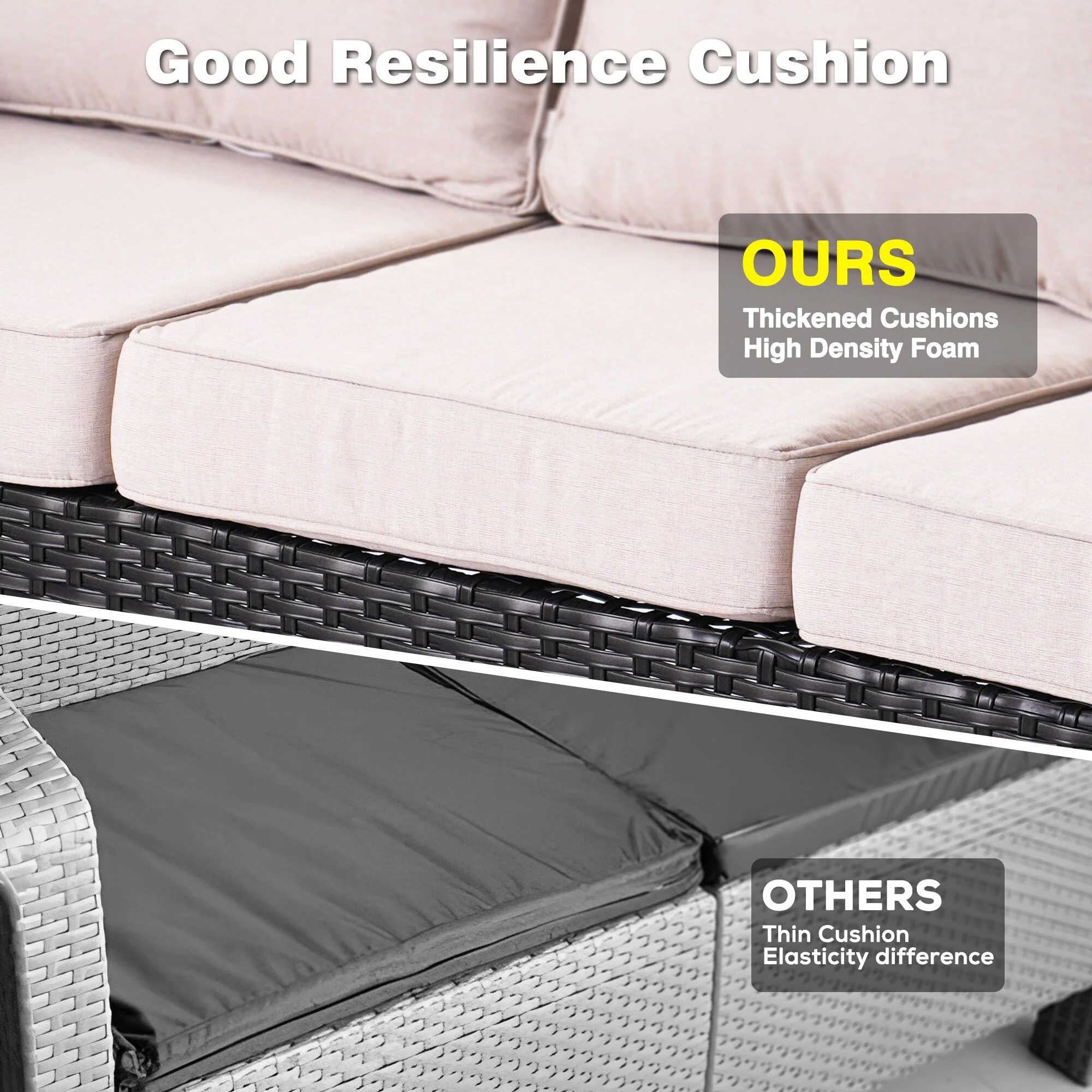 OVIOS 5-piece Patio Wicker High Back Conversation Set