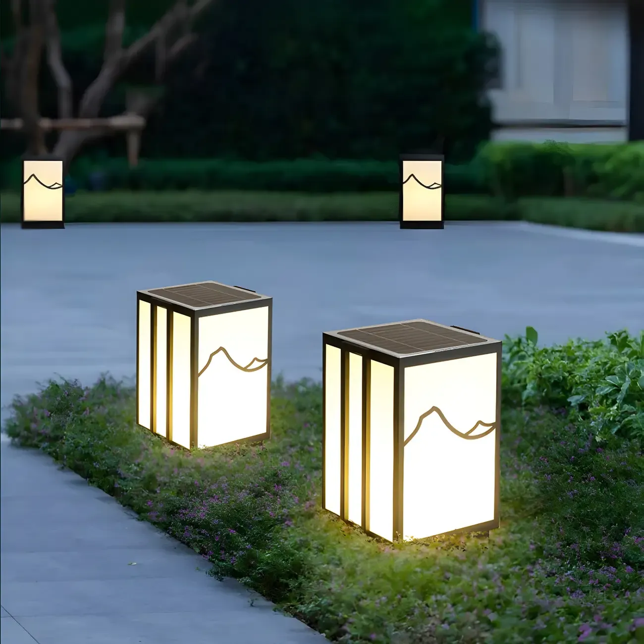 Sophisticated Rectangle Vertical White Shade Post Cap Light