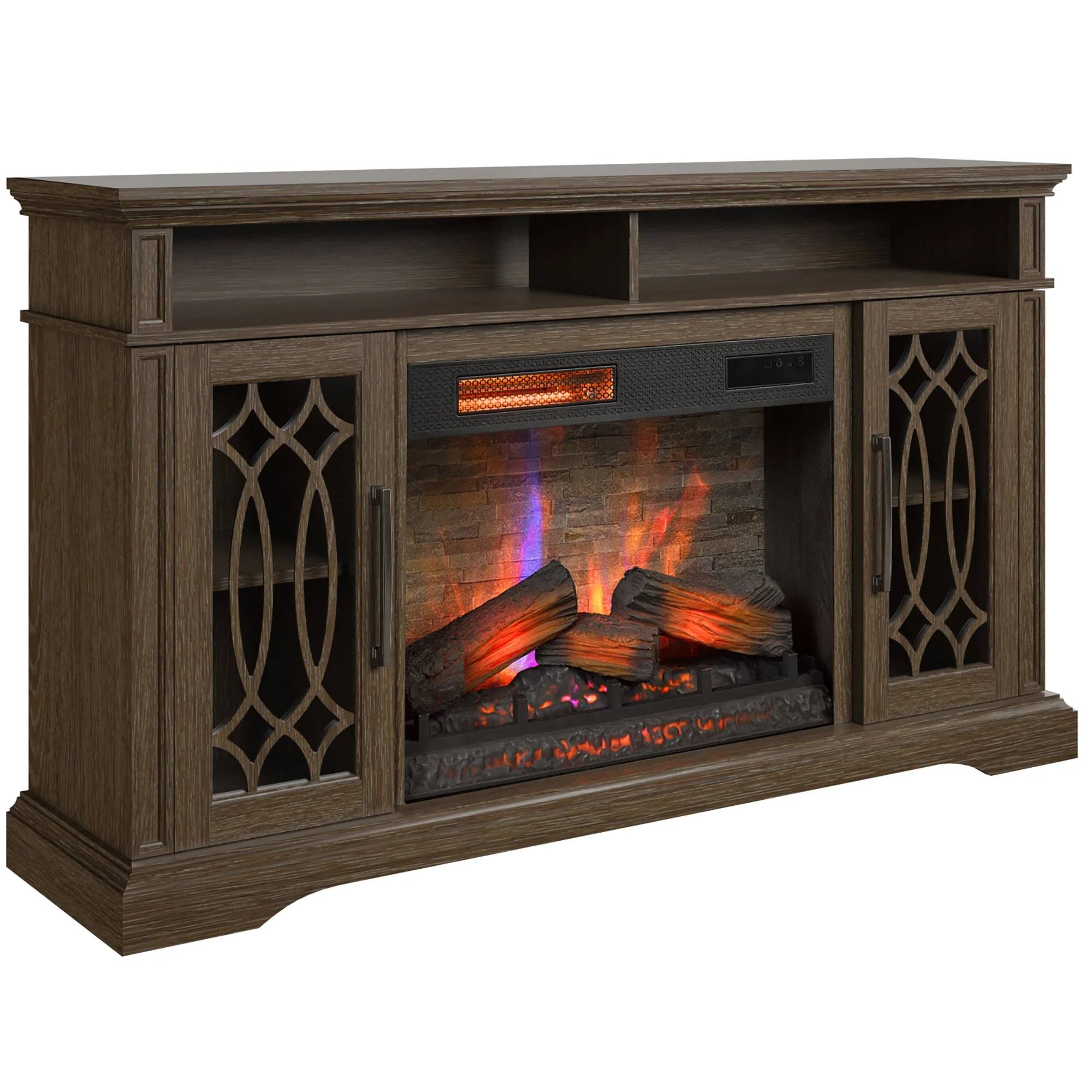 duraflame? Modern Farmhouse Electric Infrared Fireplace TV Stand Media Console with Remote