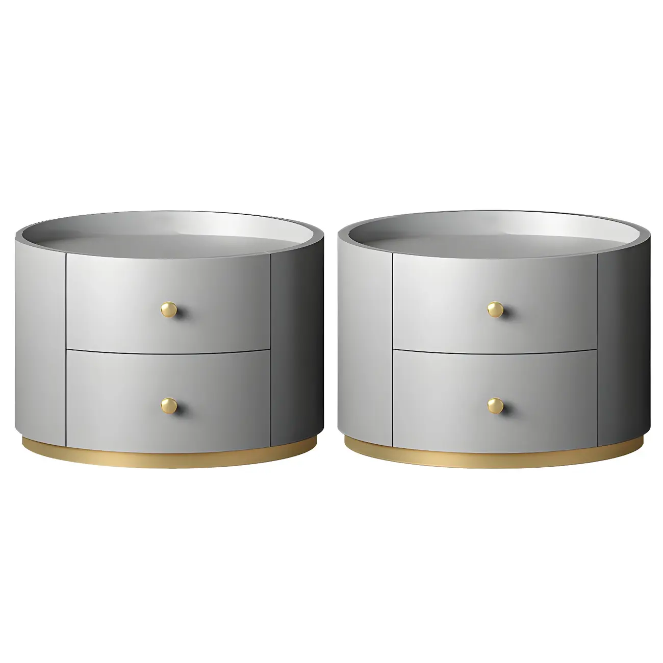 Glam Manufactured Wood Round 2-Drawer Nightstand