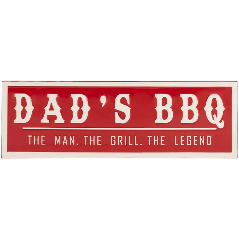Dad's BBQ Metal Wall Sign - 23  - Red