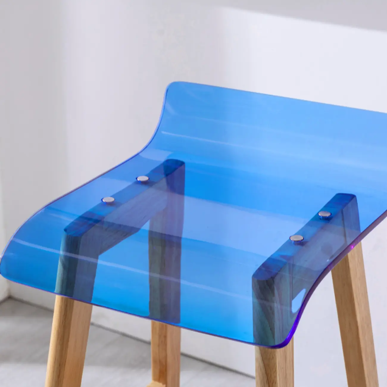 Acrylic Saddle Counter Height Wooden Bar Stools