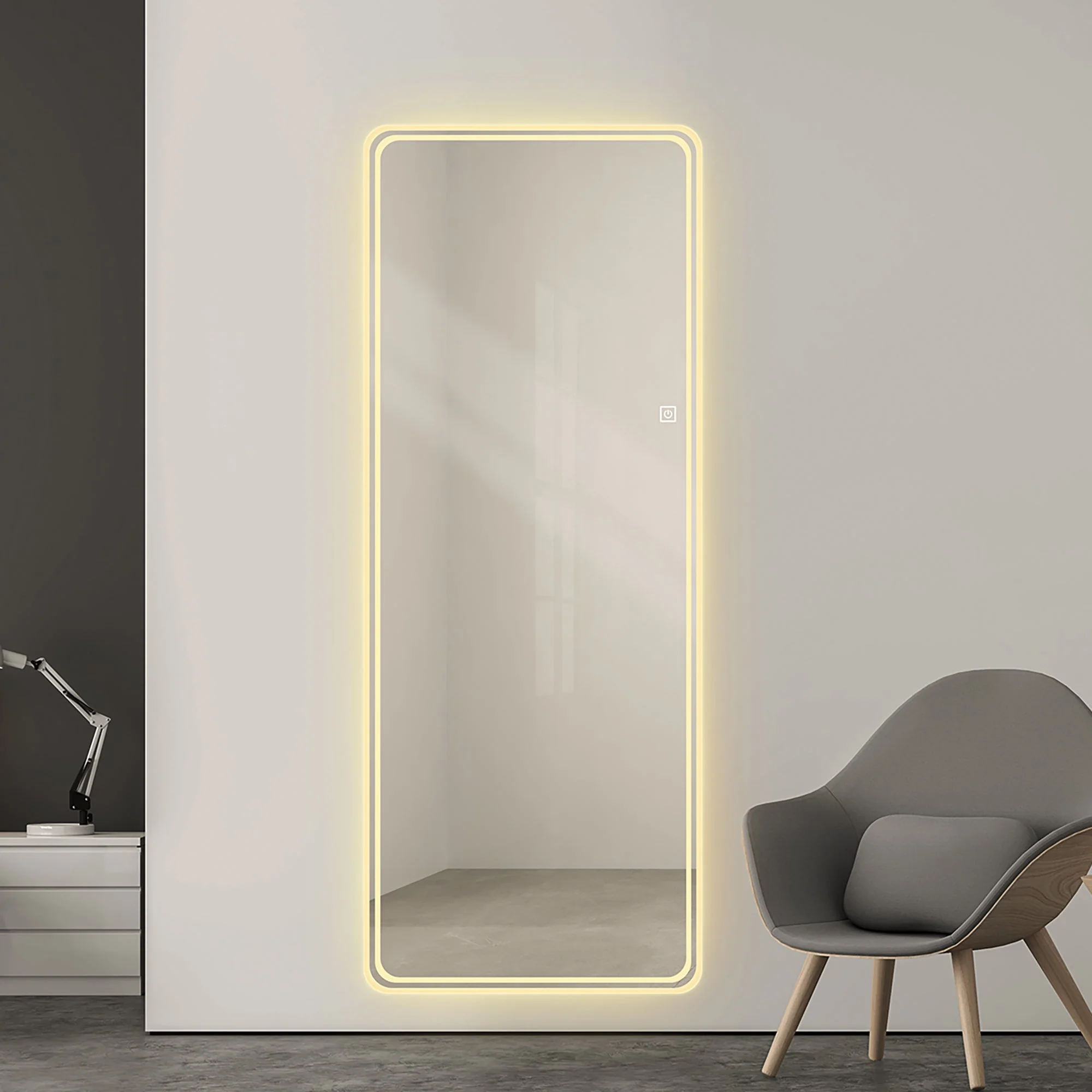Walker Edison | LED Light Full Length Floor Mirror 64x21 Inches