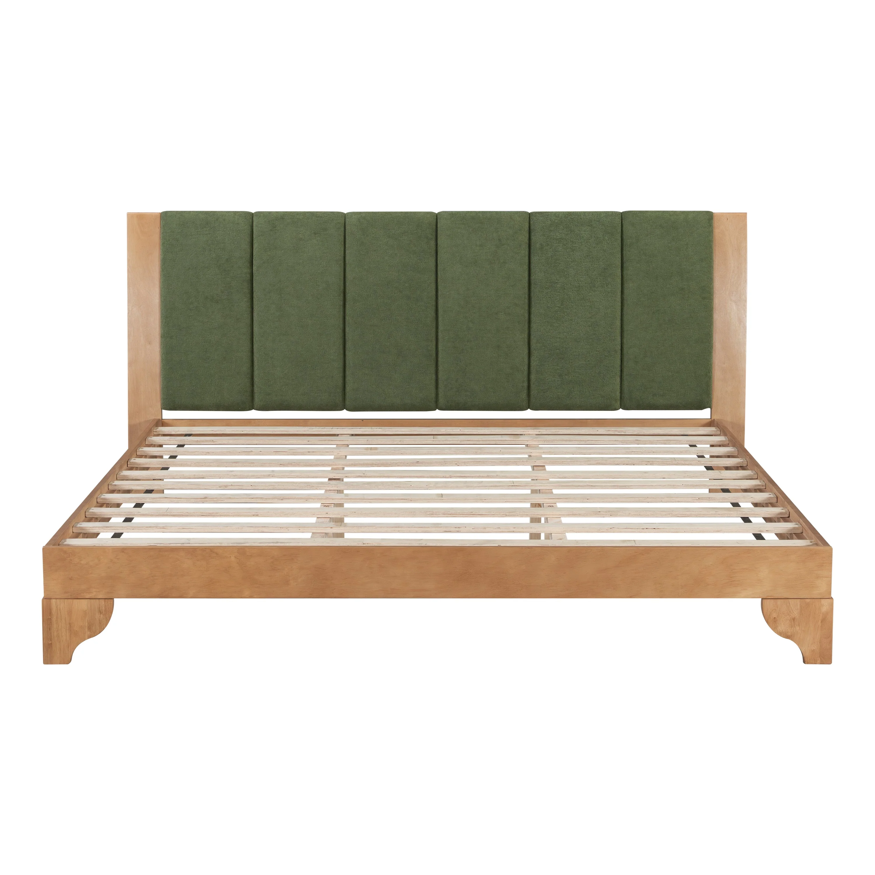 Mid Century Modern Wood and Upholstered Bedframe